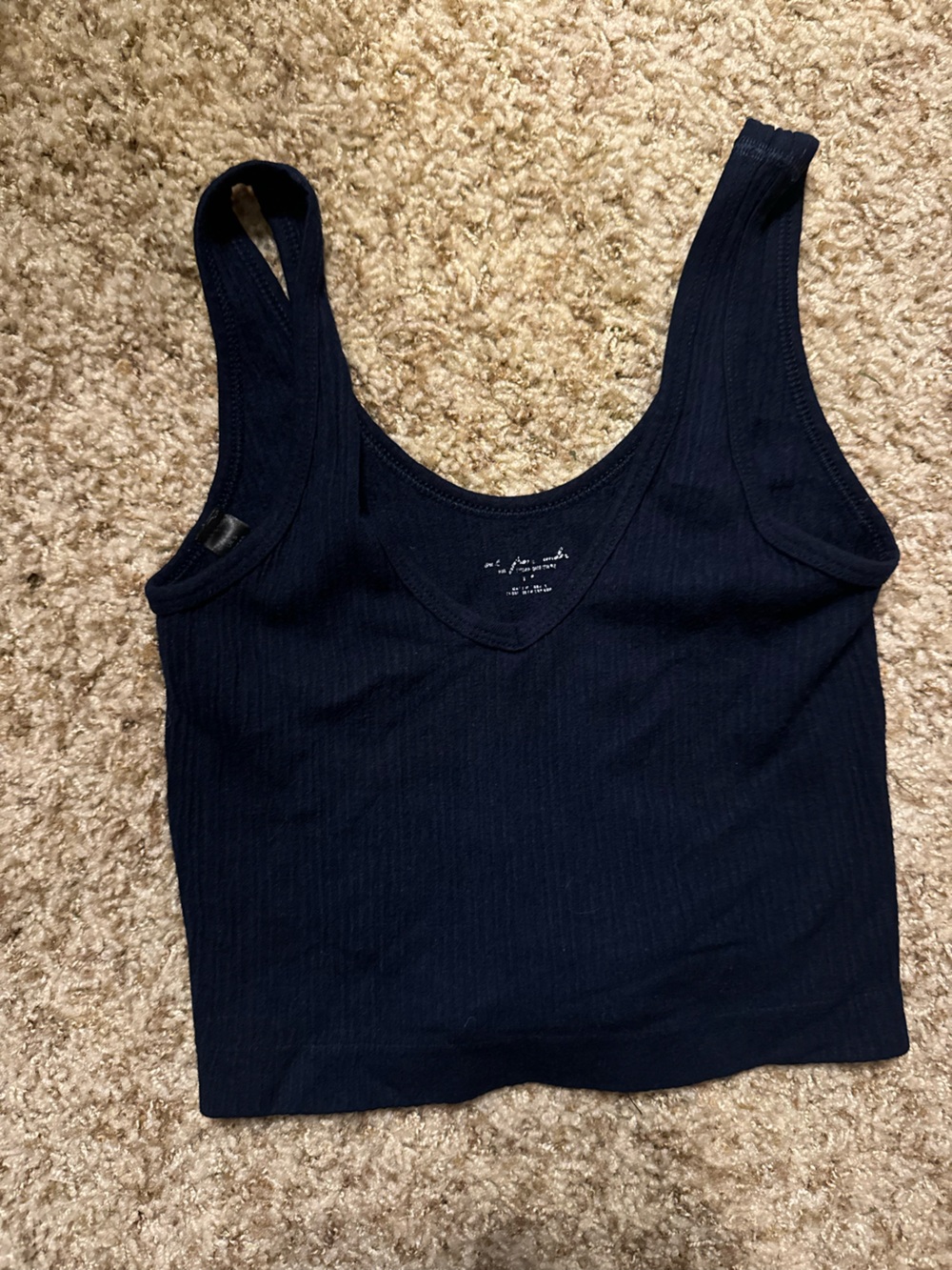 Navy blue out from under tank top